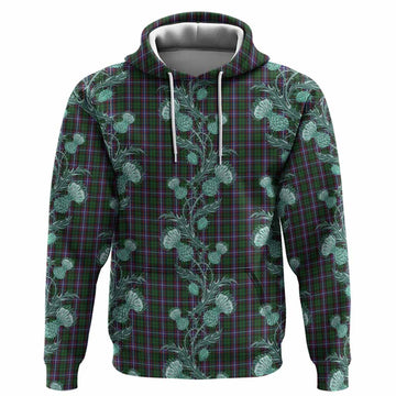 Russell Tartan Hoodie Seamless Scottish Thistle Flowers