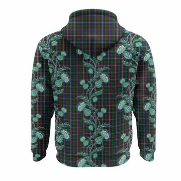 Russell Tartan Hoodie Seamless Scottish Thistle Flowers