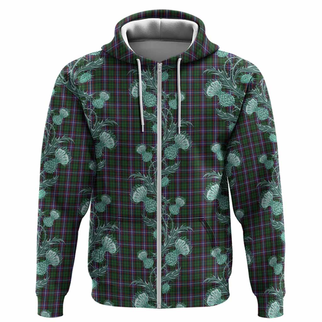 Russell Tartan Hoodie Seamless Scottish Thistle Flowers