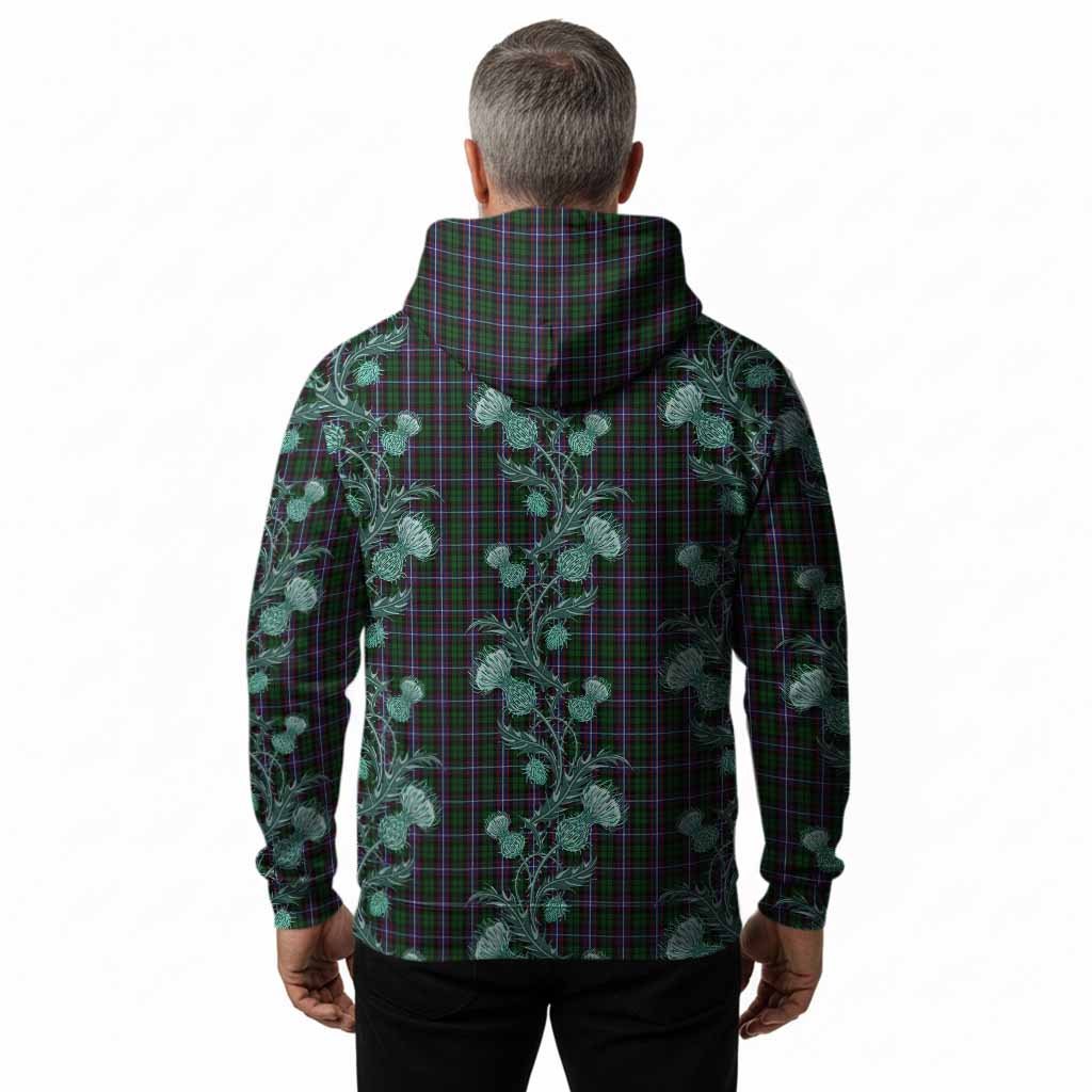 Russell Tartan Hoodie Seamless Scottish Thistle Flowers