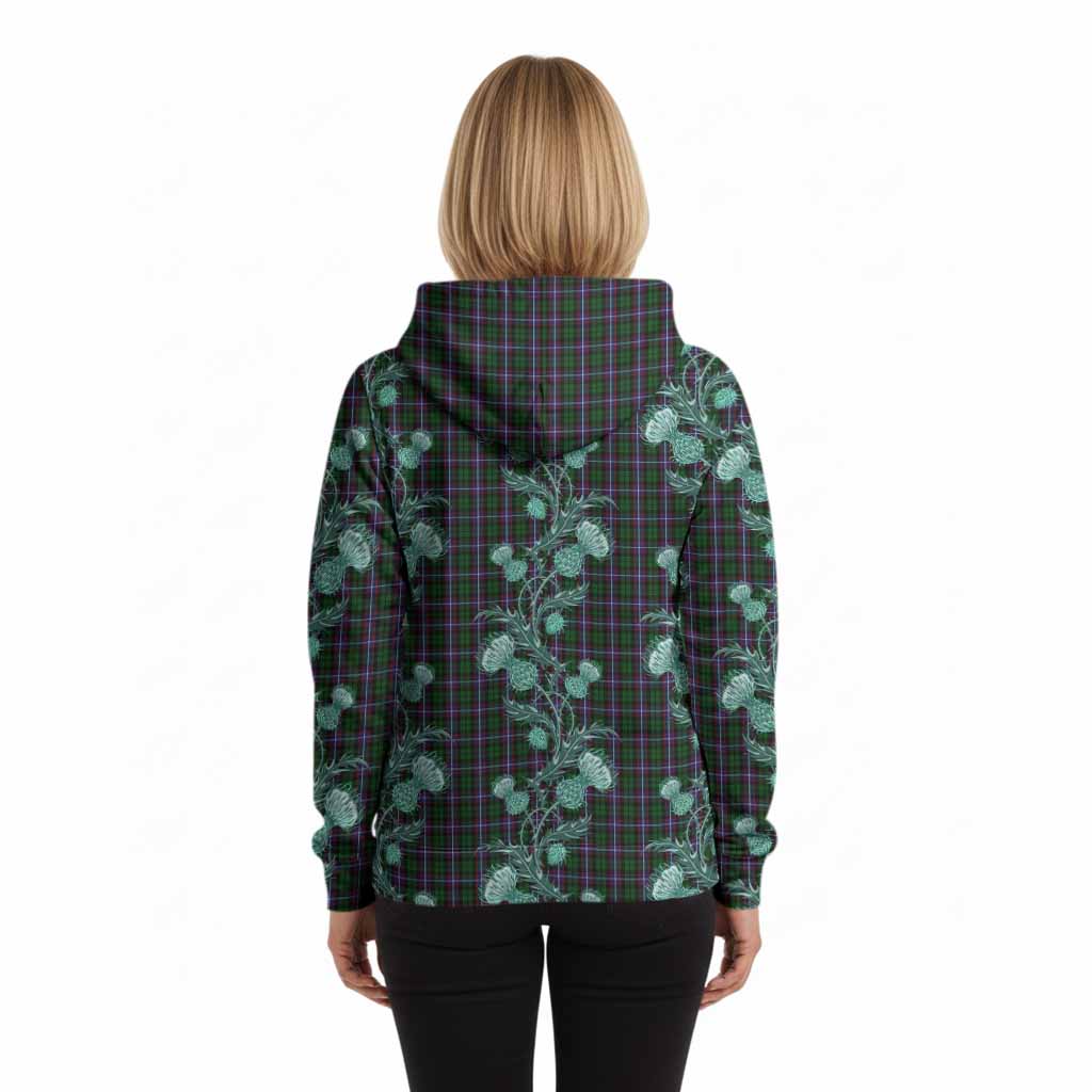 Russell Tartan Hoodie Seamless Scottish Thistle Flowers