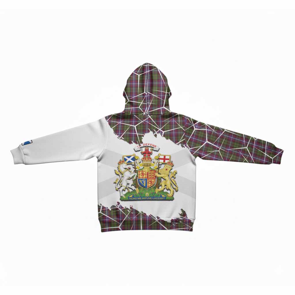 Russell Tartan Kid Hoodie with Family Crest and Lion Rampant Grunge Style