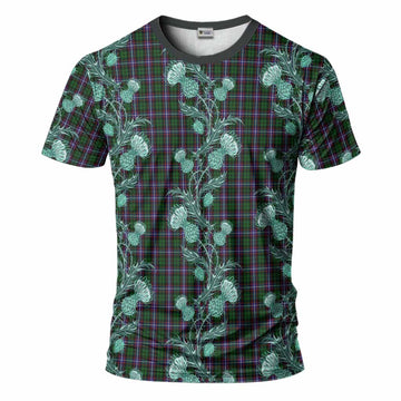 Russell Tartan T-Shirt Seamless Scottish Thistle Flowers