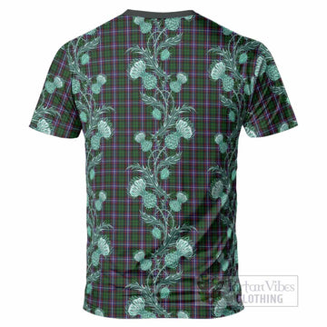 Russell Tartan T-Shirt Seamless Scottish Thistle Flowers