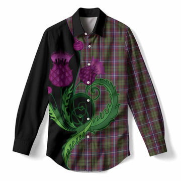 Russell Tartan Women Casual Shirt Traditional Scottish Thistle