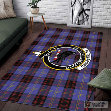 Tartan Vibes Clothing Rutherford Tartan Area Rug with Family Crest