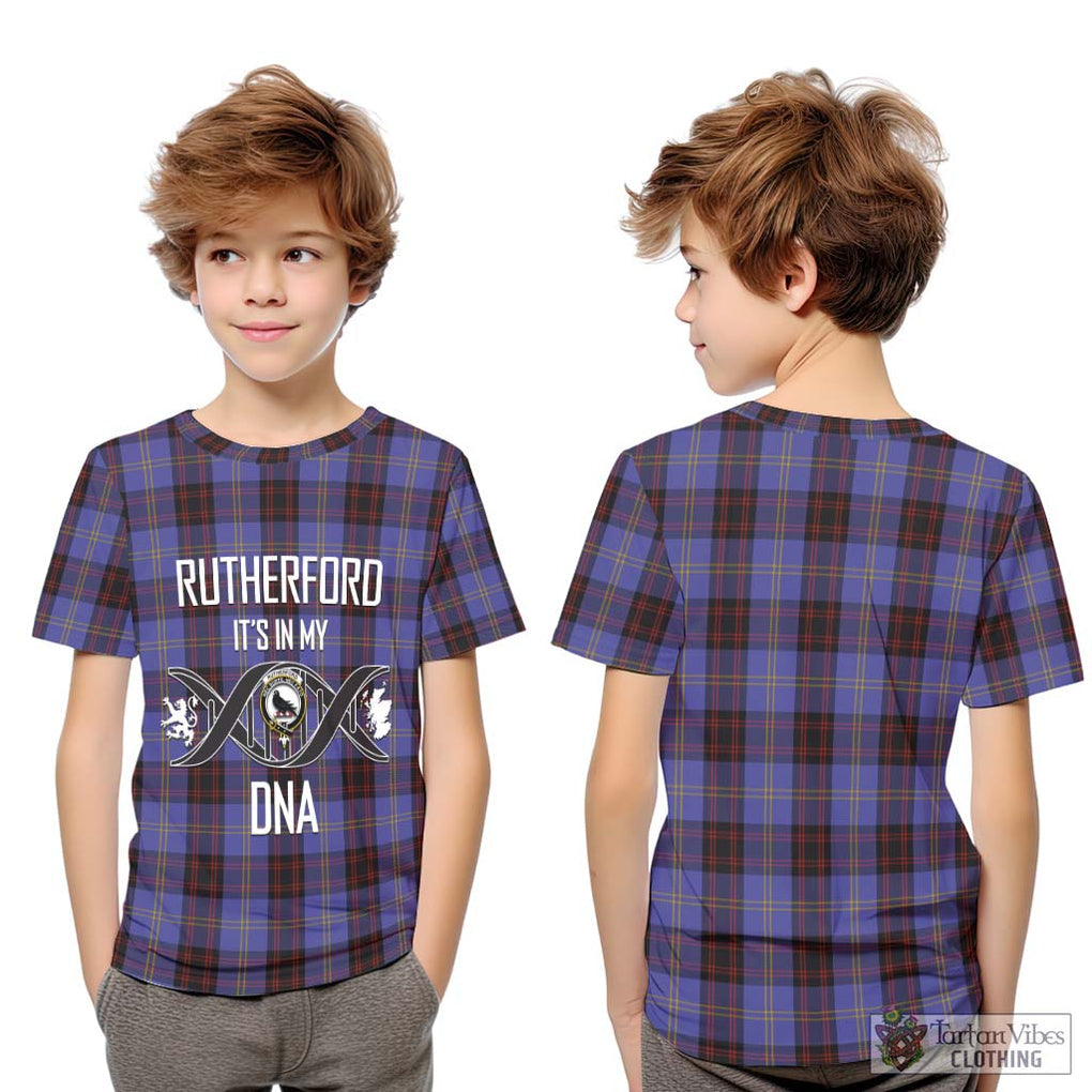 Rutherford Tartan Kid T-Shirt with Family Crest DNA In Me Style Youth XL Size14 - Tartanvibesclothing Shop