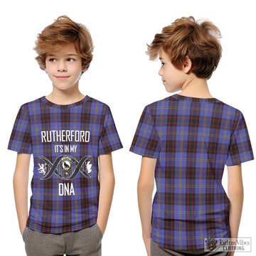 Rutherford Tartan Kid T-Shirt with Family Crest DNA In Me Style Youth XL Size14 - Tartanvibesclothing Shop