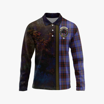Rutherford Tartan Family Crest Long Sleeve Polo Shirt Alba Gu Brath Be Brave Lion Ancient Style