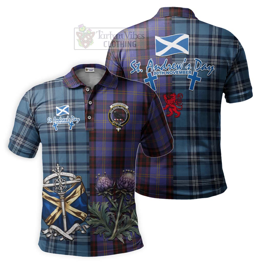 Tartan Vibes Clothing Rutherford Tartan Polo Shirt Happy St. Andrew's Day Half Tartan Style