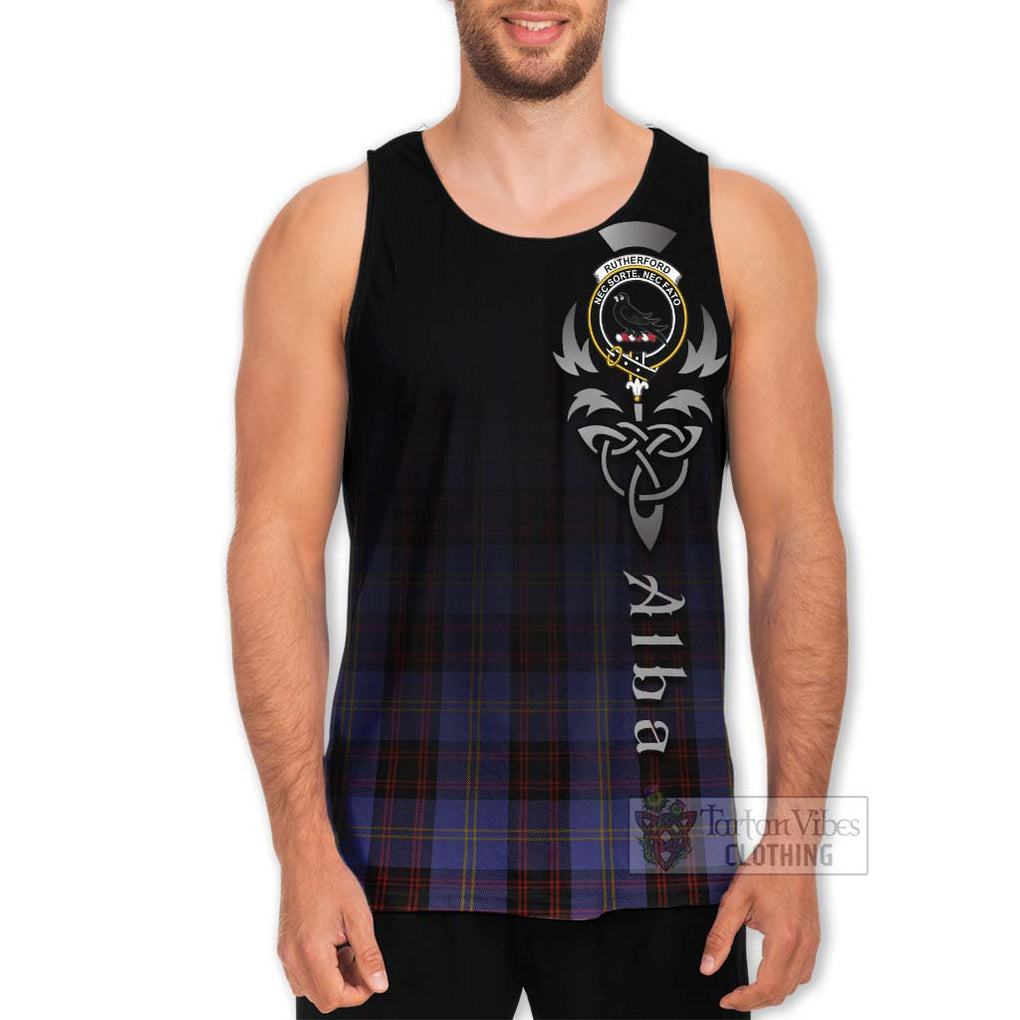 Tartan Vibes Clothing Rutherford Tartan Men's Tank Top Featuring Alba Gu Brath Family Crest Celtic Inspired