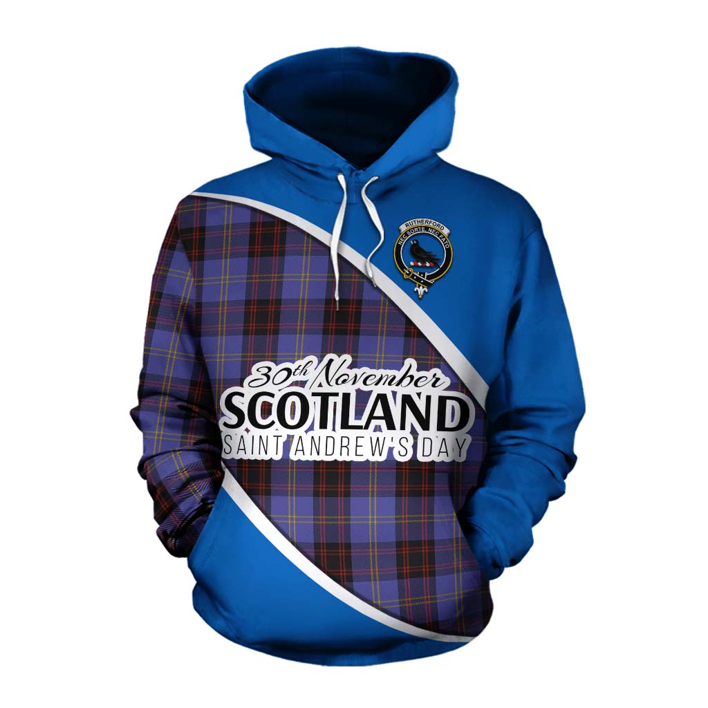 Tartan Vibes Clothing Rutherford Family Crest Tartan Cotton Hoodie Celebrate Saint Andrew's Day in Style