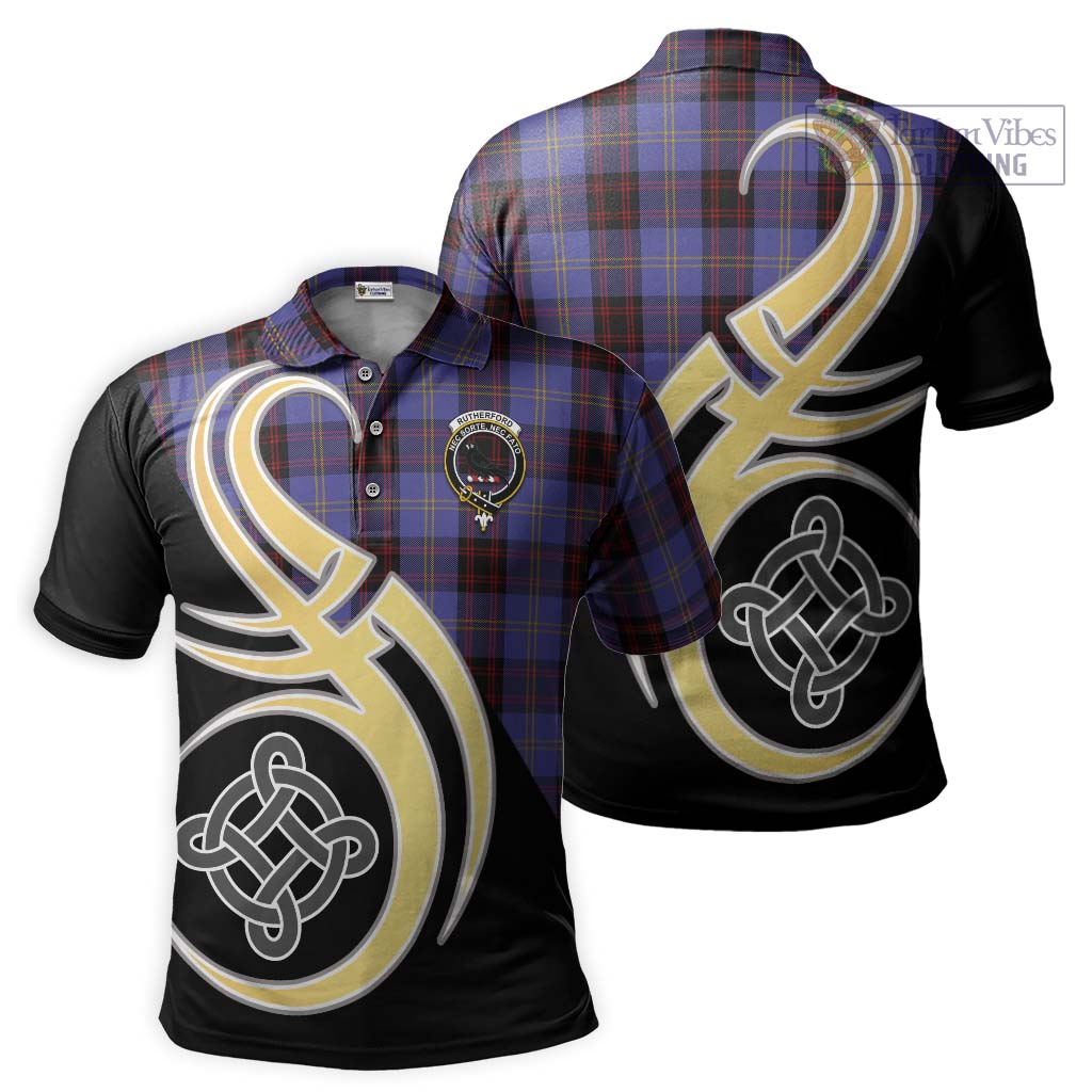 Rutherford Tartan Polo Shirt with Family Crest and Celtic Symbol Style Kid - Tartan Vibes Clothing
