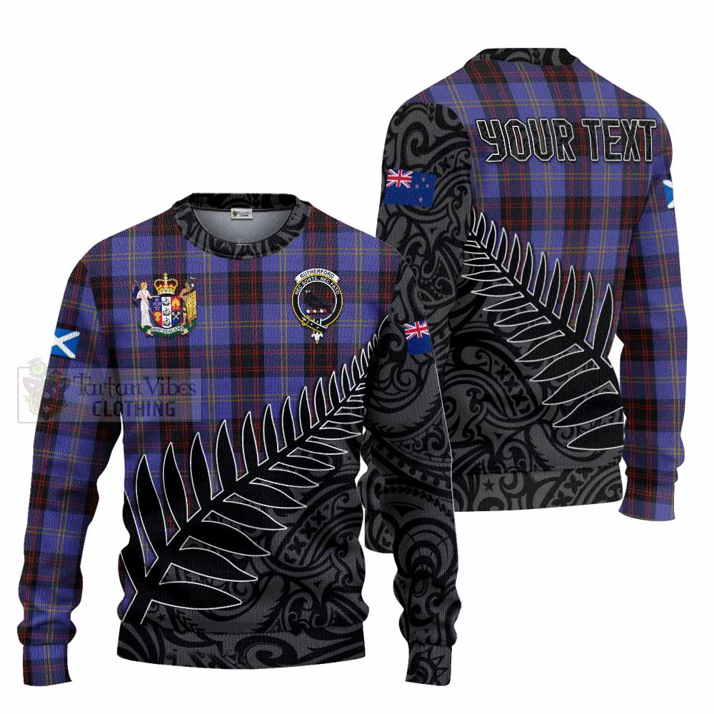 Tartan Vibes Clothing Rutherford Crest Tartan Knitted Sweater with New Zealand Silver Fern Half Style