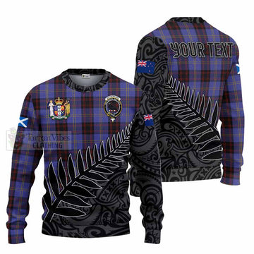 Tartan Vibes Clothing Rutherford Crest Tartan Knitted Sweater with New Zealand Silver Fern Half Style
