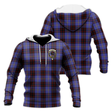Rutherford Tartan Knitted Hoodie with Family Crest