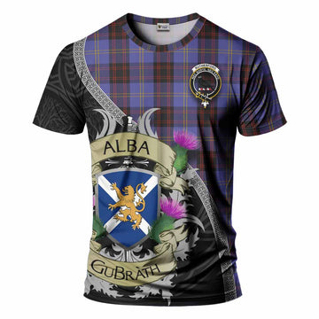 Tartan Vibes Clothing Rutherford Tartan Family Crest T-Shirt Lion Rampant Royal Thistle Shield Celtic Inspired