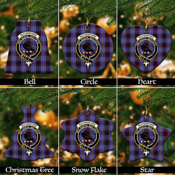 Rutherford Tartan Christmas Ornaments with Family Crest