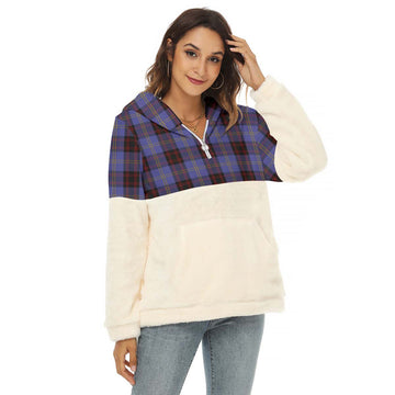 Rutherford Tartan Women's Borg Fleece Hoodie With Half Zip Female - Tartan Vibes Clothing