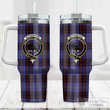 Rutherford Tartan and Family Crest Tumbler with Handle