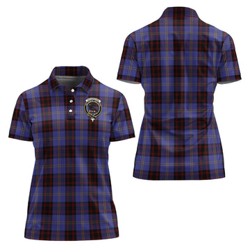 Rutherford Tartan Polo Shirt with Family Crest For Women
