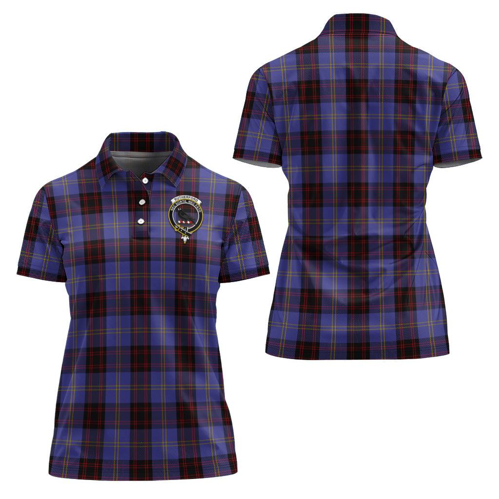 Rutherford Tartan Polo Shirt with Family Crest For Women Women - Tartan Vibes Clothing