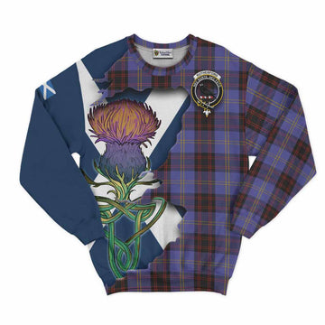 Tartan Vibes Clothing Rutherford Tartan Family Crest Sweatshirt Scottish Thistle Celtic Inspired