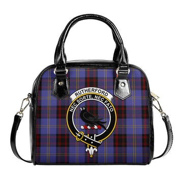 Rutherford Tartan Shoulder Handbags with Family Crest