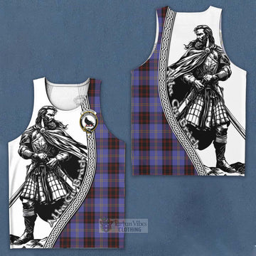 Tartan Vibes Clothing Rutherford Tartan Clan Crest Men's Tank Top with Highlander Warrior Celtic Style