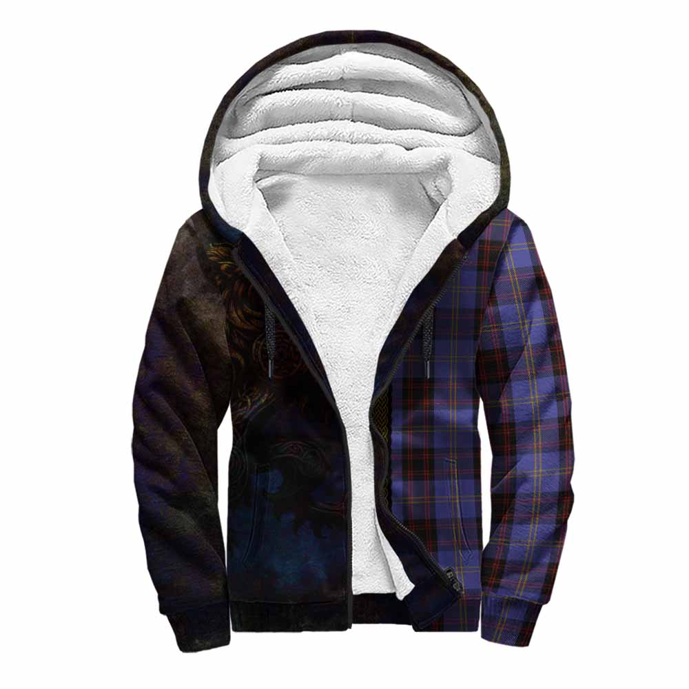 Tartan Vibes Clothing Rutherford Tartan Family Crest Sherpa Hoodie Alba Gu Brath Be Brave Lion Ancient Style