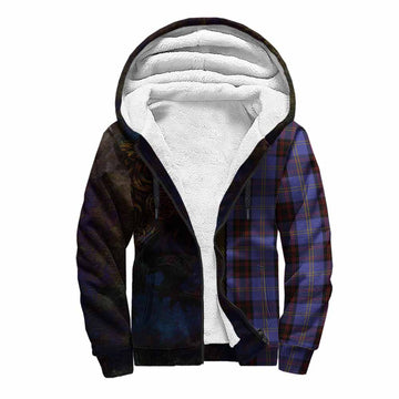 Rutherford Tartan Family Crest Sherpa Hoodie Alba Gu Brath Be Brave Lion Ancient Style