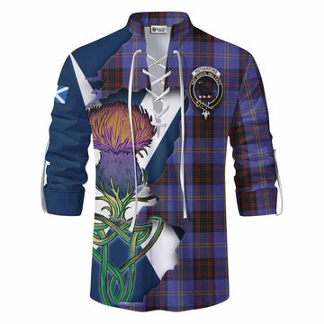 Rutherford Tartan Family Crest Ghillie Kilt Shirt Scottish Thistle Celtic Inspired