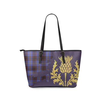 Rutherford Tartan Leather Tote Bag Gold Thistle Style