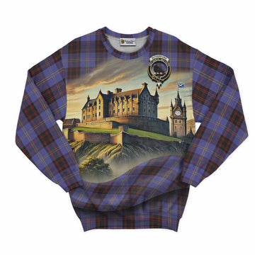 Tartan Vibes Clothing Rutherford Tartan Family Crest Sweatshirt with Scottish Ancient Castle Style