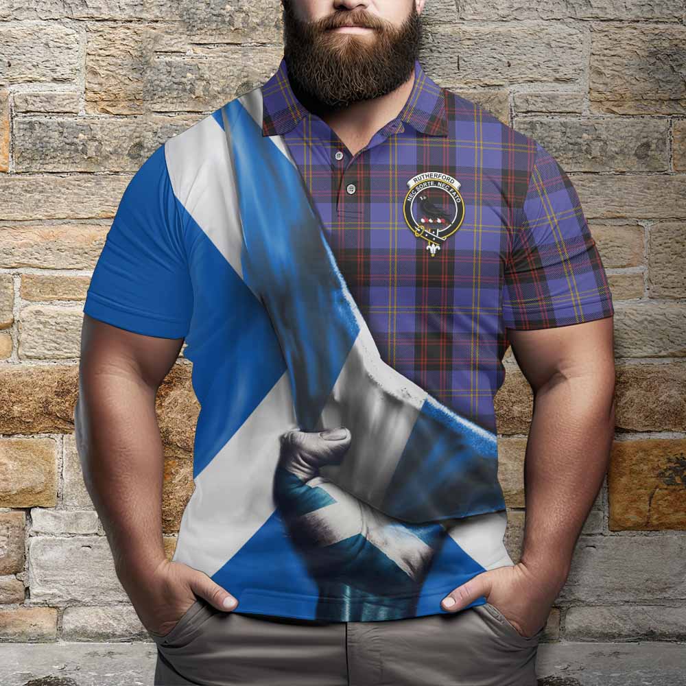 Tartan Vibes Clothing Rutherford Tartan Polo Shirt with Family Crest Scotland Patriotic Style
