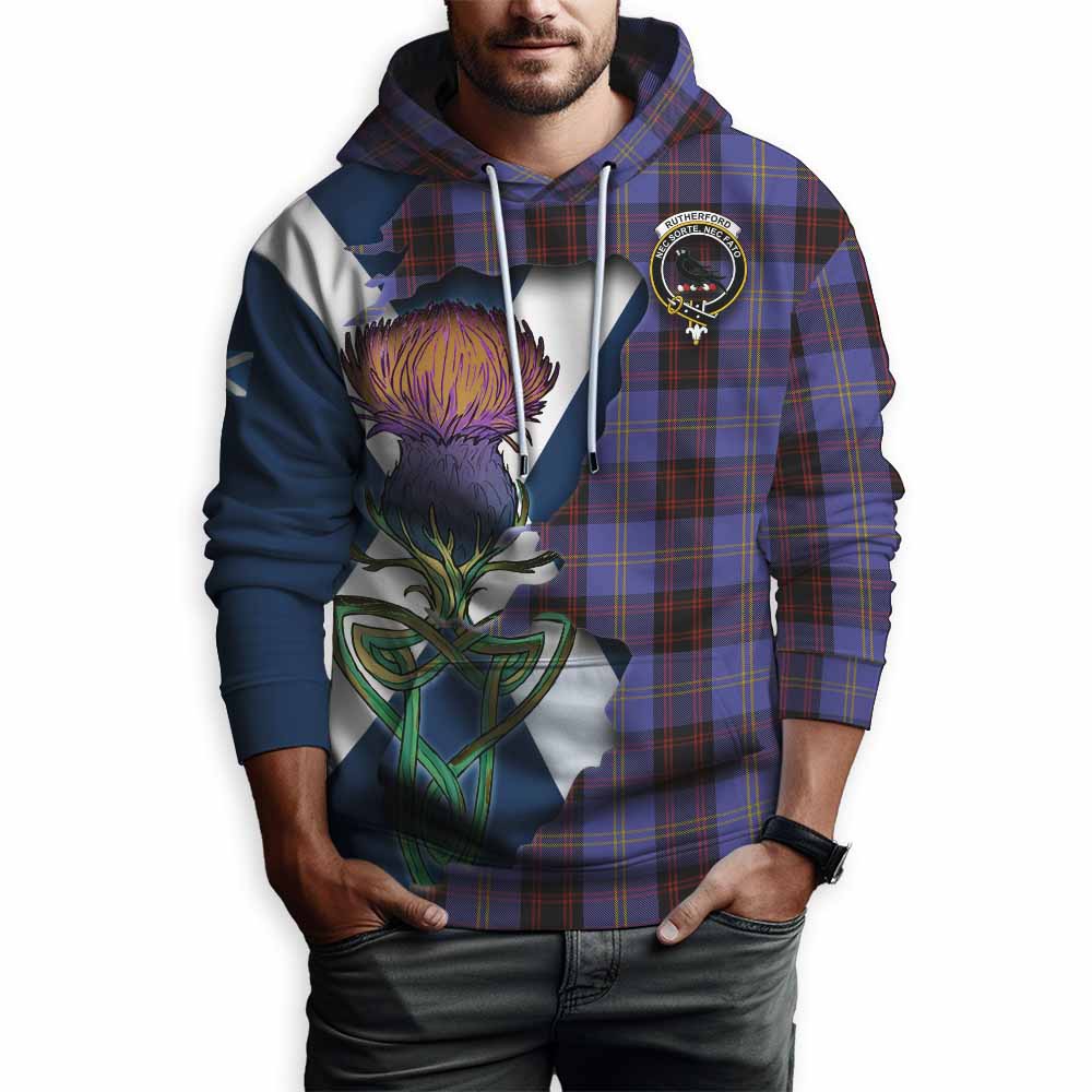 Tartan Vibes Clothing Rutherford Tartan Family Crest Hoodie Scottish Thistle Celtic Inspired