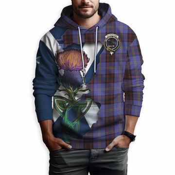 Tartan Vibes Clothing Rutherford Tartan Family Crest Hoodie Scottish Thistle Celtic Inspired