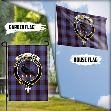Rutherford Tartan Flag with Family Crest