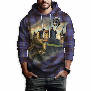 Tartan Vibes Clothing Rutherford Tartan Family Crest Hoodie with Scottish Ancient Castle Style