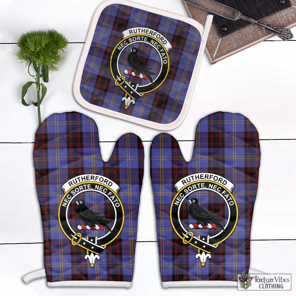 Rutherford Tartan Combo Oven Mitt & Pot-Holder with Family Crest Combo 1 Oven Mitt & 1 Pot-Holder White - Tartan Vibes Clothing