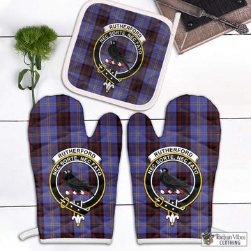 Rutherford Tartan Combo Oven Mitt & Pot-Holder with Family Crest Combo 1 Oven Mitt & 1 Pot-Holder White - Tartan Vibes Clothing