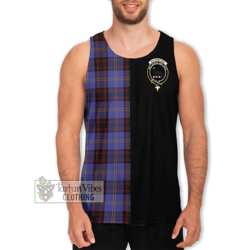 Rutherford Tartan Men's Tank Top with Family Crest and Half Of Me Style Men - Tartanvibesclothing Shop
