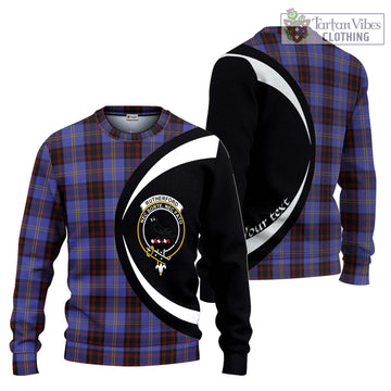 Rutherford Tartan Knitted Sweater with Family Crest Circle Style Unisex - Tartan Vibes Clothing