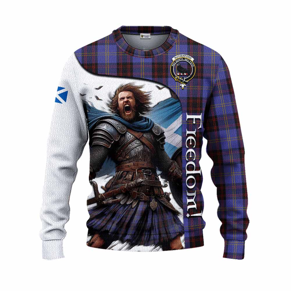 Tartan Vibes Clothing Rutherford Crest Tartan Knitted Sweater Inspired by the Freedom of Scottish Warrior