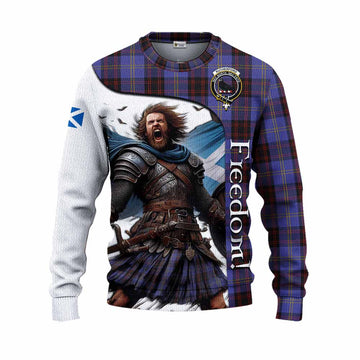 Tartan Vibes Clothing Rutherford Crest Tartan Knitted Sweater Inspired by the Freedom of Scottish Warrior