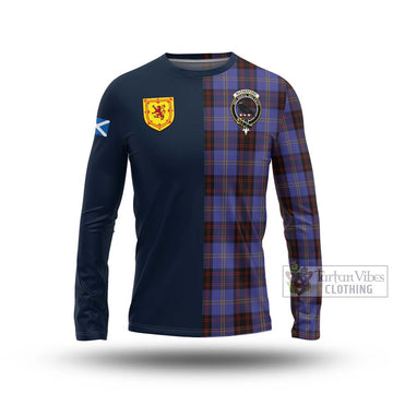 Tartan Vibes Clothing Rutherford Tartan Long Sleeve T-Shirt with Scottish Lion Royal Arm Half Style