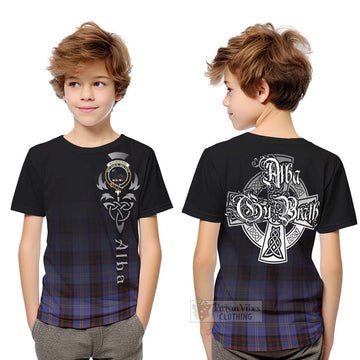 Tartan Vibes Clothing Rutherford Tartan Kid T-Shirt Featuring Alba Gu Brath Family Crest Celtic Inspired