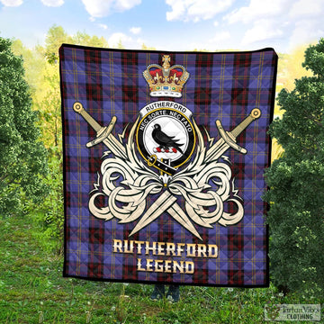 Rutherford Tartan Quilt with Clan Crest and the Golden Sword of Courageous Legacy