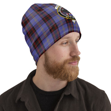 Rutherford Tartan Beanies Hat with Family Crest