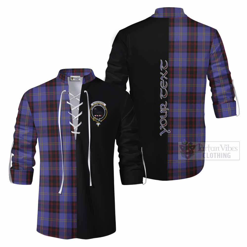 Tartan Vibes Clothing Rutherford Tartan Ghillie Kilt Shirt with Family Crest and Half Of Me Style